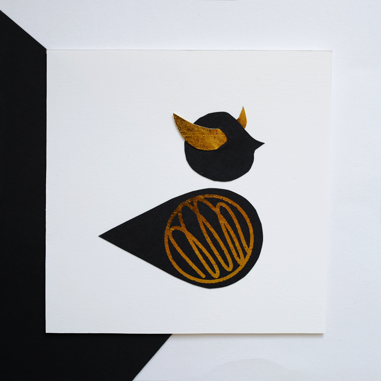 Birdie - half human half bird, half golden half black by Monsie Monika Jurczyk