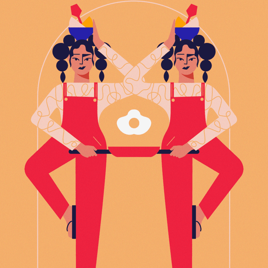 Everyday Struggle illustration by Edinburgh-based illustrator Monsie. Colorful vector art depicting relatable daily life moments with bold humor and character design exploring everyday challenges.