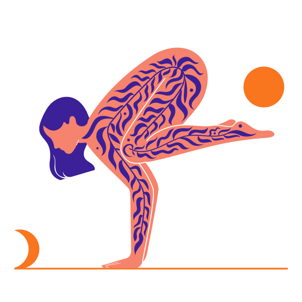 Crow pose yoga sun and crescent moon growth expansion