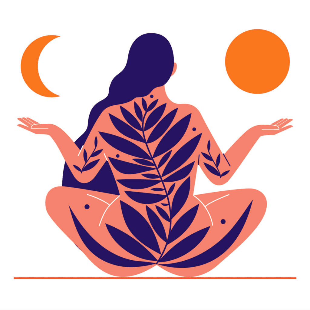Sun salutation a woman with sun and moon yoga