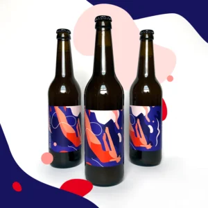 Joyful Noise - beer label illustration. Three beer bottles with label illustrated by Monsie Monika Jurczyk