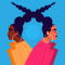 Cannot Decide: an animated illustration of two women in colorful coats and funky hairstyle