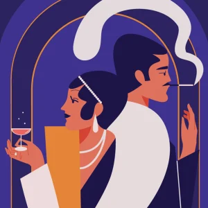 The Beautiful and Damned: Electric Decade, Roaring Twenties Illustration for radio listing for Radio Times on F. Scott Fitzgerald's novel